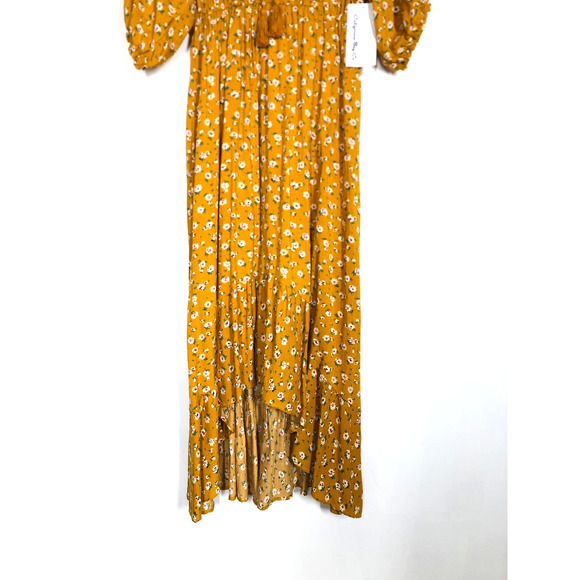 California Bay Co Floral Dress Hi Lo Hem Midi Yellow NWT Sz XL - Picture 3 of 9